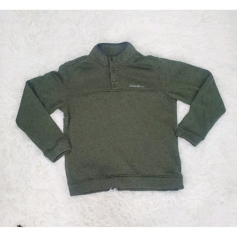 Eddie Bauer Fleece Pullover Mens Large Gray 1/4 Snap Pullover Outdoor Casual
